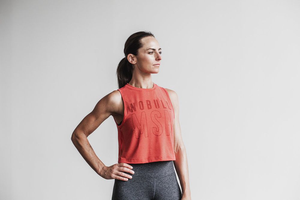 NOBULL Women's Muscle (Madison) Tank Tops - Red Alert - Ireland (9418OYEBS)